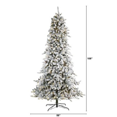 9ft Nearly Natural Pre-Lit LED Flocked Full Livingston Fir with Pinecones Artificial Christmas Tree Clear Lights 1 9ft Nearly Natural Pre-Lit LED Flocked Full Livingston Fir with Pinecones Artificial Christmas Tree Clear Lights