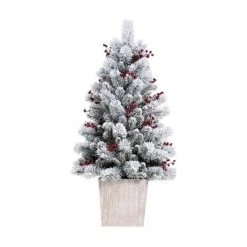 Haute Decor 4ft Pre-Lit Flocked Ashcroft Fir Potted Artificial Christmas Tree - Haute Décor