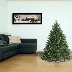 National Tree Company Pre-Lit 'Feel Real' Artificial Full Downswept Christmas Tree, Green, Douglas Blue Fir, White Lights, Includes Stand, 4.5 feet