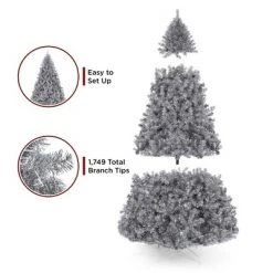 Best Choice Products 7.5ft Artificial Silver Tinsel Christmas Tree Holiday Decoration w/ 1,749 Branch Tips, Stand -Christmas Trees Sales Store unnamed file 1060