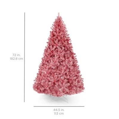 Best Choice Products Artificial Tinsel Christmas Tree Festive Holiday Decoration w/ Stand - Pink 6 Best Choice Products Artificial Tinsel Christmas Tree Festive Holiday Decoration w/ Stand - Pink - Image 6