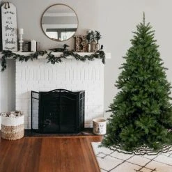 National Tree Company Pre-Lit Artificial Medium Christmas Tree, Green, Tiffany Fir, White Lights, Includes Stand, 6.5 Feet