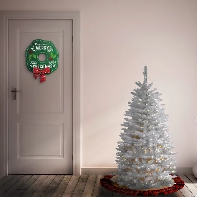 National Tree Company Artificial Pre-Lit Slim Christmas Tree, White, Kingswood Fir, White Lights, Includes Stand, 4.5 Feet 1 National Tree Company Artificial Pre-Lit Slim Christmas Tree, White, Kingswood Fir, White Lights, Includes Stand, 4.5 Feet