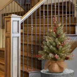 National Tree Company Dunhill Fir 2 Foot Pre Lit Mini Artificial Christmas Tree, Battery w/Timer, White LED Lights, Red Berries, Pinecones, Burlap Pot -Christmas Trees Sales Store unnamed file 1119