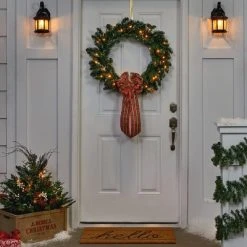 36" Pre-Lit Battery Operated LED Mixed Greenery Artificial Christmas Planter Insert Warm White Lights - Wondershop™