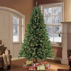 7.5ft Pre-lit Artificial Christmas Tree Full Newcastle Fir - Puleo