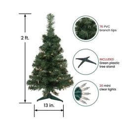 Northlight 2' Pre-Lit Slim Blackwater Fir Artificial Christmas Tree - Clear Lights