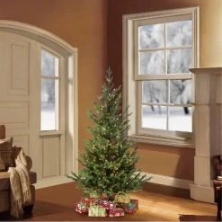 Puleo 4.5' Pre-Lit Natural Fir Artificial Christmas Tree Clear Lights