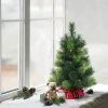2ft Puleo Pre-Lit Tabletop Artificial Christmas Tree Red Sac Clear Lights