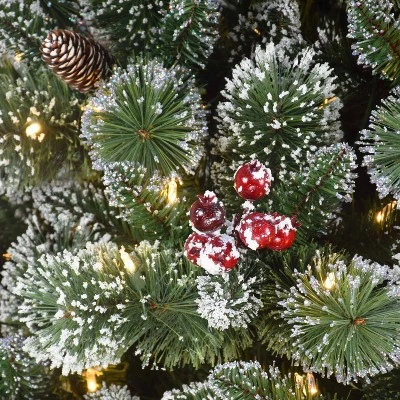 Puleo 6.5' Pre-Lit LED Snowy Valley Pine Artificial Christmas Tree Warm White Lights 2 Puleo 6.5' Pre-Lit LED Snowy Valley Pine Artificial Christmas Tree Warm White Lights - Image 2