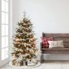 Puleo 4.5' Pre-Lit Flocked Halifax Fir Artificial Christmas Tree with Pinecones & Berries Clear Lights