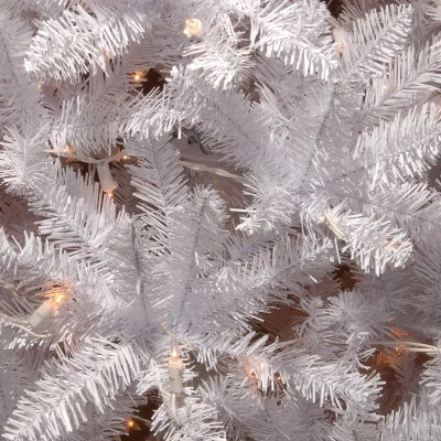 National Tree Company Artificial Pre-Lit Slim Christmas Tree, White, Kingswood Fir, White Lights, Includes Stand, 7 Feet 2 National Tree Company Artificial Pre-Lit Slim Christmas Tree, White, Kingswood Fir, White Lights, Includes Stand, 7 Feet - Image 2