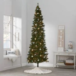 9' Pre-Lit Slim Alberta Spruce Hinged Artificial Christmas Tree Clear Lights - Wondershop™
