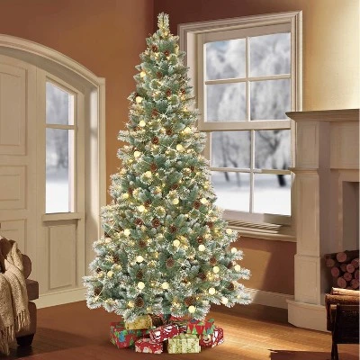 Puleo 7.5' Pre-Lit LED Full Carolina Pine Artificial Christmas Tree White Lights 1 Puleo 7.5' Pre-Lit LED Full Carolina Pine Artificial Christmas Tree White Lights