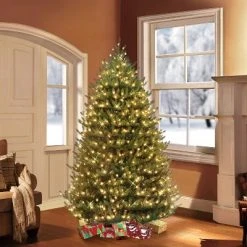 Puleo 6.5' Pre-Lit Canadian Balsam Fir Artificial Christmas Tree Warm White Lights
