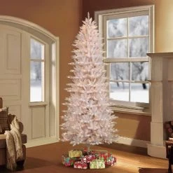 9ft Pre-Lit Full White Forest Fir Artificial Christmas Tree - Puleo