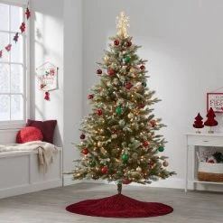 6.5' Pre-Lit Indexed Flocked Glittered Balsam Fir Artificial Christmas Tree Clear Lights - Wondershop™