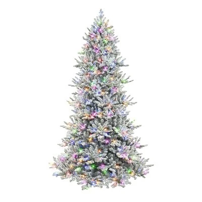 Puleo 7.5' Pre-Lit LED Flocked Downswept Full Royal Majestic Douglas Fir Artificial Christmas Tree Color Select Lights 1 Puleo 7.5' Pre-Lit LED Flocked Downswept Full Royal Majestic Douglas Fir Artificial Christmas Tree Color Select Lights