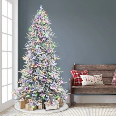 Puleo 7.5' Pre-Lit LED Flocked Downswept Full Royal Majestic Douglas Fir Artificial Christmas Tree Color Select Lights 2 Puleo 7.5' Pre-Lit LED Flocked Downswept Full Royal Majestic Douglas Fir Artificial Christmas Tree Color Select Lights - Image 2