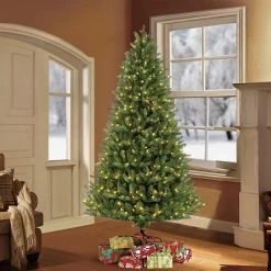 9ft Pre-lit Artificial Christmas Tree Full Geneva Fir - Puleo