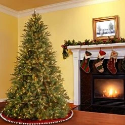 National Tree Company Pre-Lit 'Feel Real' Artificial Medium Christmas Tree, Gren, Tiffany Fir, White Lights, Includes Stand, 7.5 Feet