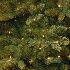 National Tree Company Pre-Lit 'Feel Real' Artificial Full Downswept Christmas Tree, Green, Douglas Fir, White Lights, Includes Stand, 9 feet