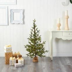 Nearly Natural 4' Pre-Lit LED Fraser Fir Artificial Christmas Tree with Burlap Base Clear Lights -Christmas Trees Sales Store unnamed file 1327