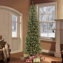 Primo International Puleo International 7.5 Foot Prelit Pencil Fraser Fir Artificial Christmas Tree with 350 UL Listed Clear Lights, 1188 Branch Tips & Metal Stand, Green -Christmas Trees Sales Store unnamed file 1353