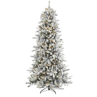 Nearly Natural Pre-Lit LED Flocked Livingston Fir Artificial Christmas Tree with Pinecones Clear Lights 7 Nearly Natural Pre-Lit LED Flocked Livingston Fir Artificial Christmas Tree with Pinecones Clear Lights - Image 7