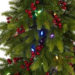 Nearly Natural 6' Pre-Lit LED Victoria Fir Artificial Christmas Tree Multifunction Multicolor Lights