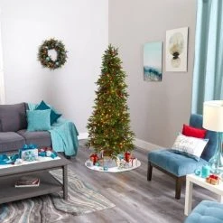 Nearly Natural 6' Pre-Lit LED Victoria Fir Artificial Christmas Tree Multifunction Multicolor Lights -Christmas Trees Sales Store unnamed file 1390