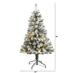 4ft Nearly Natural Pre-Lit LED Flocked West Virginia Fir Artificial Christmas Tree Clear Lights