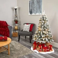 4ft Nearly Natural Pre-Lit LED Flocked West Virginia Fir Artificial Christmas Tree Clear Lights -Christmas Trees Sales Store unnamed file 1396