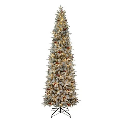 Haute Decor Haute Décor 9' Pre-Lit LED Flocked Lexington Artificial Christmas Tree White Lights 1 Haute Decor Haute Décor 9' Pre-Lit LED Flocked Lexington Artificial Christmas Tree White Lights