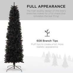 Best Choice Products Black Artificial Holiday Christmas Pencil Tree w/ Metal Base -Christmas Trees Sales Store unnamed file 1443
