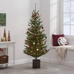 6' Pre-Lit Indexed Balsam Fir Potted Artificial Christmas Tree Clear Lights - Wondershop™