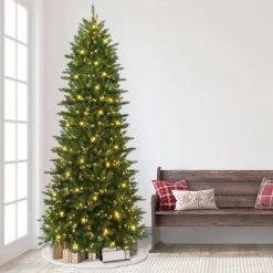 Puleo 10' Pre-Lit LED Full Fraser Fir Artificial Christmas Tree Color Select Lights