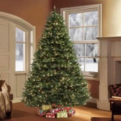 Puleo 7.5' Pre-Lit LED Majestic Full Fraser Fir Artificial Christmas Tree White Lights