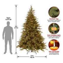 National Tree Company Feel Real Frasier Fir 9 Foot Artificial Prelit Christmas Tree with Dual Color LED Bulbs, Metal Stand, and Easy Assembly, Green -Christmas Trees Sales Store unnamed file 1517