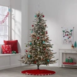 7' Pre-Lit Upswept Flocked Full Balsam Fir Artificial Christmas Tree Clear Lights - Wondershop™
