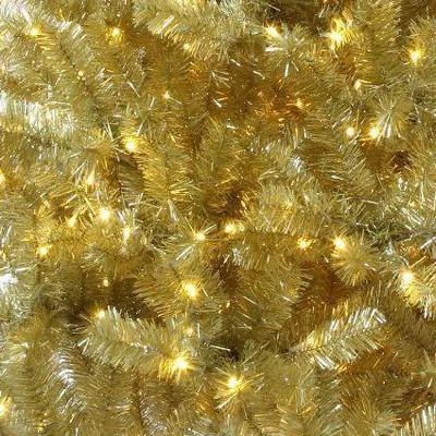 Haute Decor Haute Décor Pre-Lit LED Champagne Gold Tinsel Artificial Christmas Tree White Lights 2 Haute Decor Haute Décor Pre-Lit LED Champagne Gold Tinsel Artificial Christmas Tree White Lights - Image 2