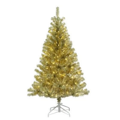 Haute Decor Haute Décor Pre-Lit LED Champagne Gold Tinsel Artificial Christmas Tree White Lights 4 Haute Decor Haute Décor Pre-Lit LED Champagne Gold Tinsel Artificial Christmas Tree White Lights - Image 4