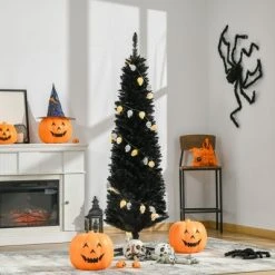 HOMCOM 6 FT Artificial Christmas Pencil Tree, Holiday Xmas Tree, Home Indoor Decoration for Party