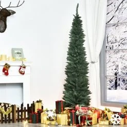 HOMCOM Unlit Slim Noble Fir Hinged Artificial Christmas Tree with Realistic Plastic Branches and 390 Tips -Christmas Trees Sales Store unnamed file 1549