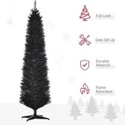 HOMCOM Unlit Slim Noble Fir Hinged Artificial Christmas Tree with Realistic Plastic Branches and 390 Tips -Christmas Trees Sales Store unnamed file 1551