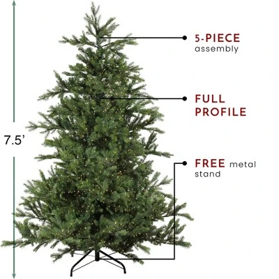 Northlight 7.5' Prelit Artificial Christmas Tree LED Oregon Noble Fir- Warm White Lights 5 Northlight 7.5' Prelit Artificial Christmas Tree LED Oregon Noble Fir- Warm White Lights - Image 5