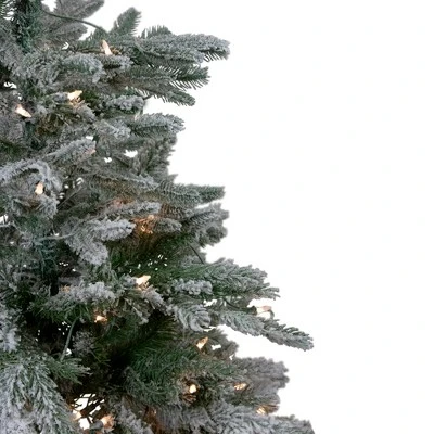 Northlight 4.5' Pre-Lit Flocked Whistler Noble Fir Artificial Christmas Tree - Clear Lights 3 Northlight 4.5' Pre-Lit Flocked Whistler Noble Fir Artificial Christmas Tree - Clear Lights - Image 3