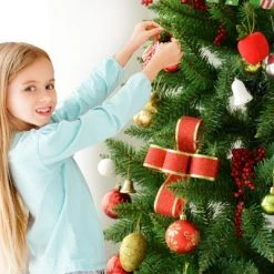 HOMCOM Unlit Slim Noble Fir Hinged Artificial Christmas Tree with Realistic Plastic Branches and 865 Tips 7' Tall -Christmas Trees Sales Store unnamed file 1625