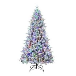 Haute Decor Haute Décor 7.5' Pre-Lit LED Flocked Churchill Fir Artificial Christmas Tree Color Changing Lights