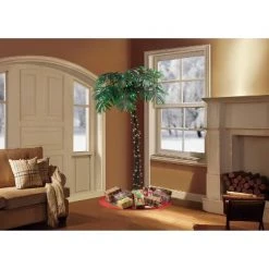 Puleo 8' Pre-Lit LED Artificial Palm Tree Warm White Lights